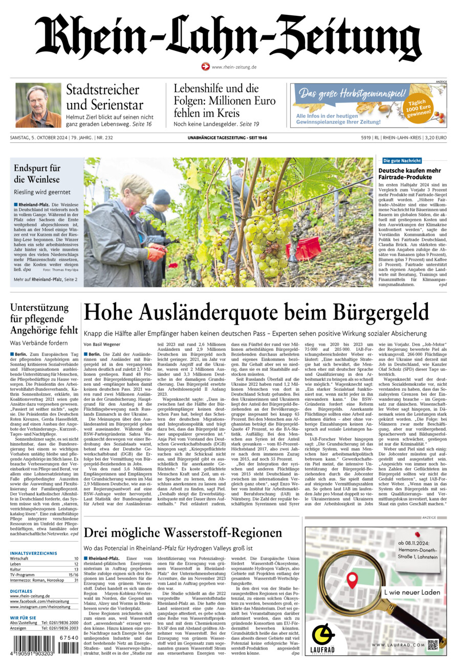 Rhein-Lahn-Zeitung vom Samstag, 05.10.2024