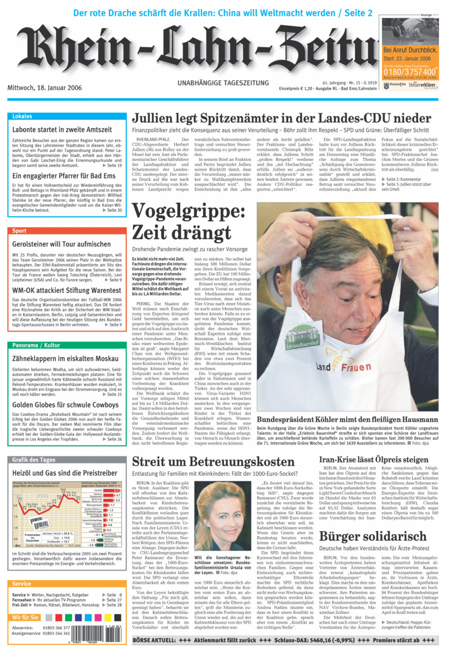 Rhein-Lahn-Zeitung vom Mittwoch, 18.01.2006