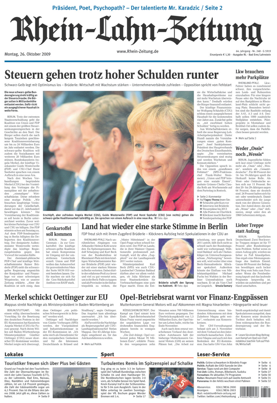 Rhein-Lahn-Zeitung vom Montag, 26.10.2009
