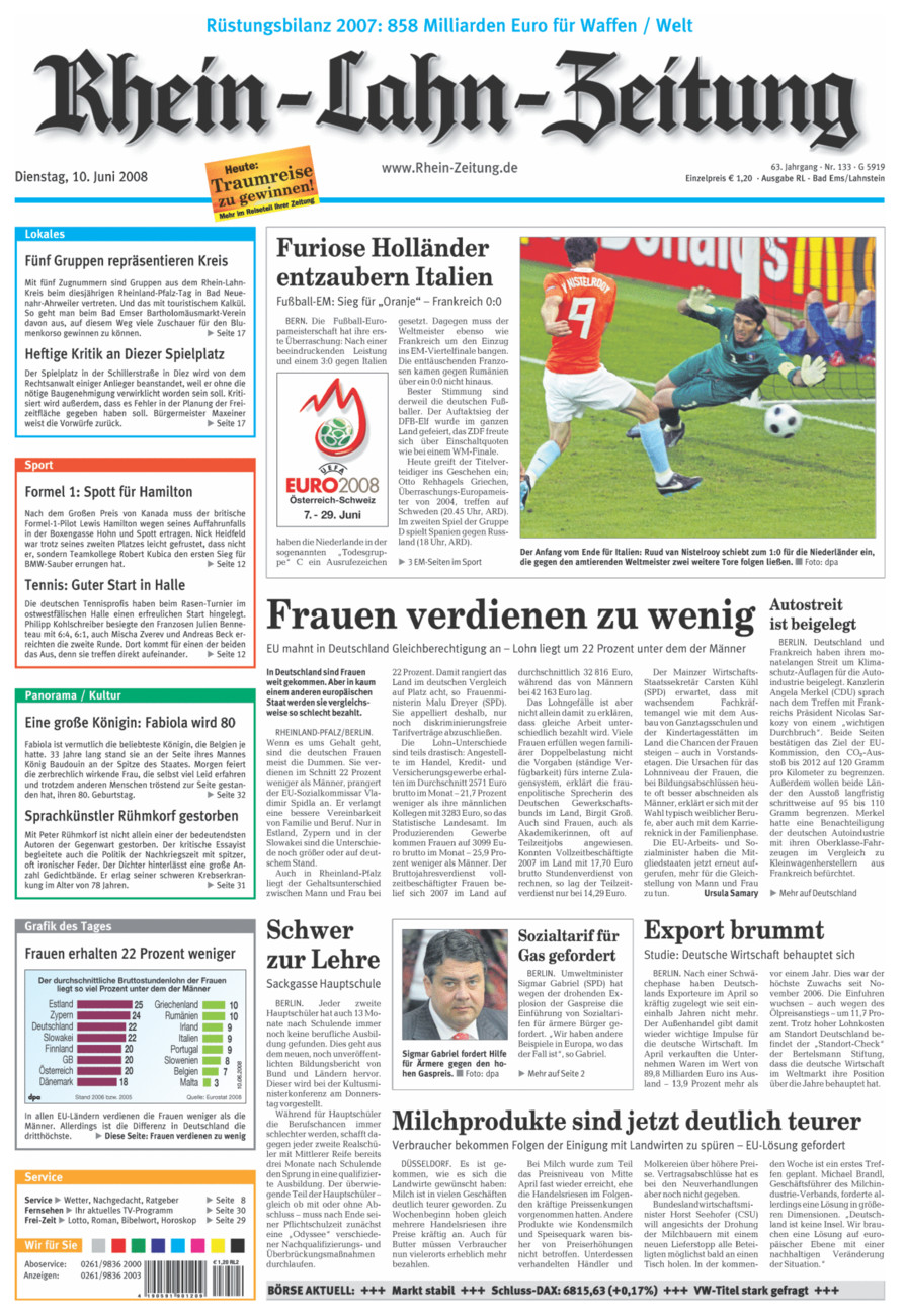 Rhein-Lahn-Zeitung vom Dienstag, 10.06.2008