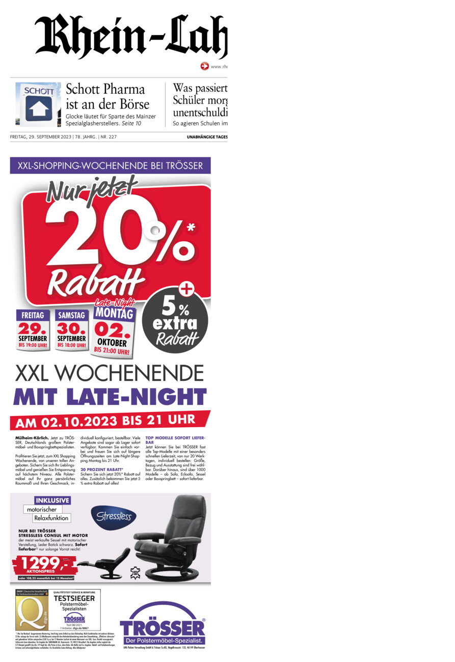 Rhein-Lahn-Zeitung vom Freitag, 29.09.2023