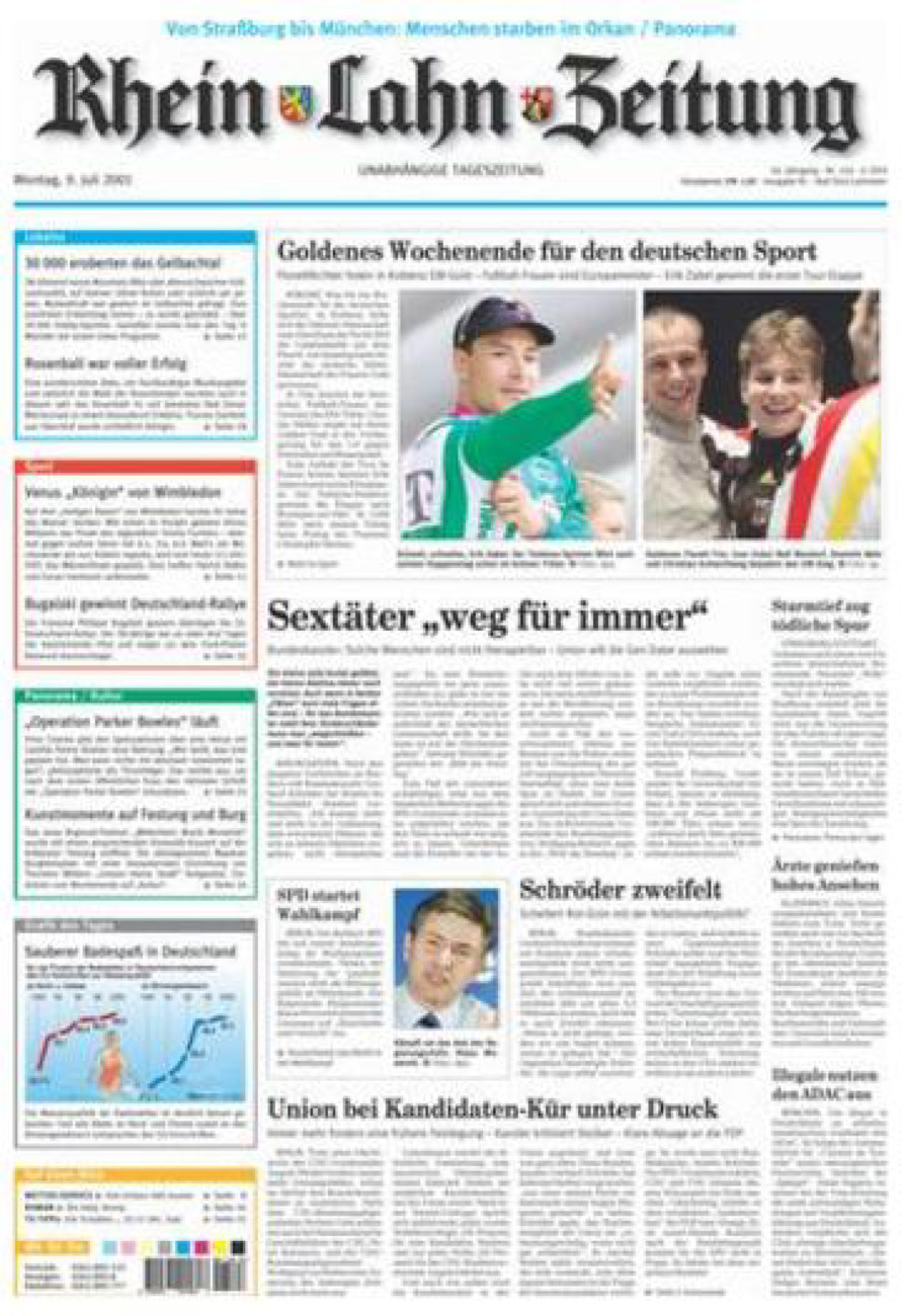 Rhein-Lahn-Zeitung vom Montag, 09.07.2001