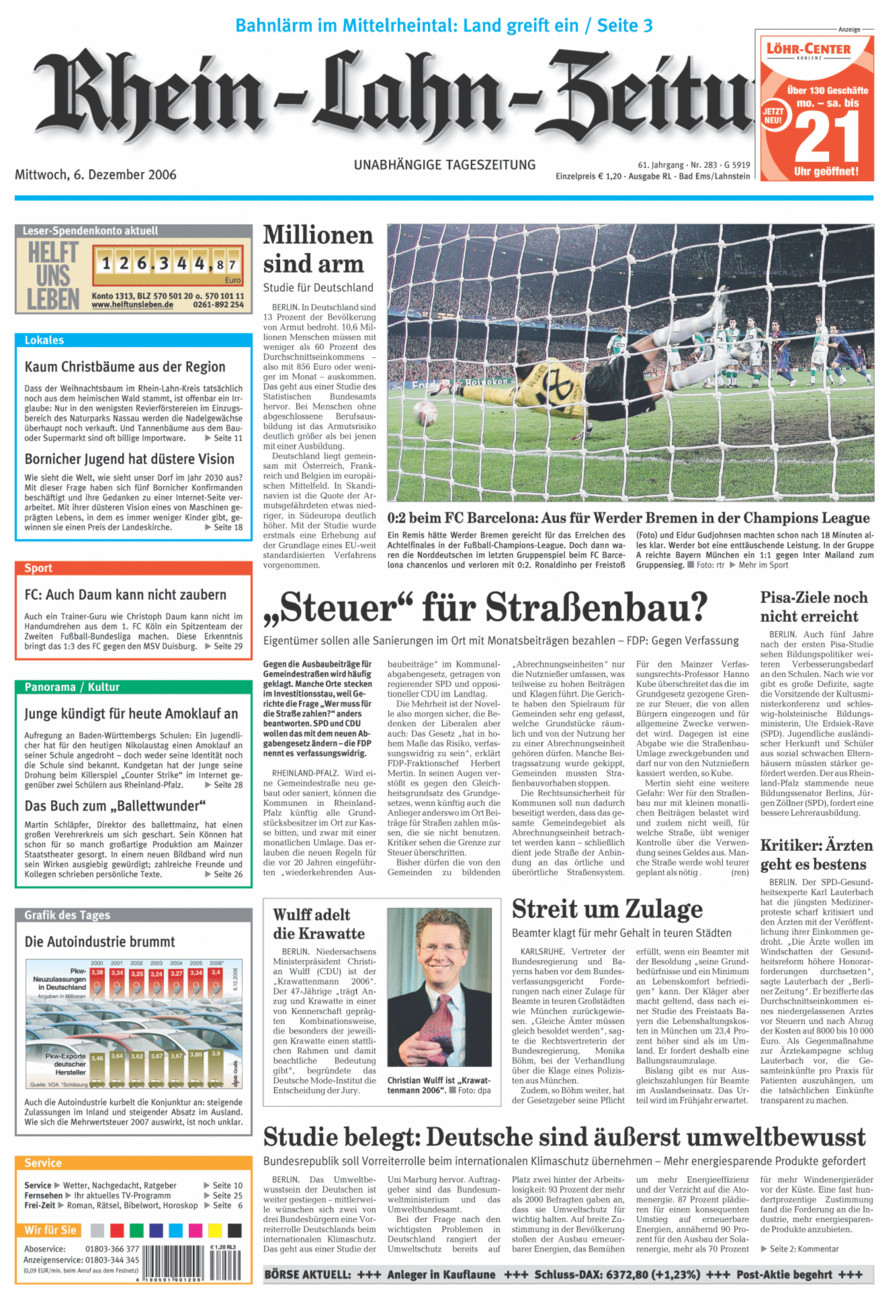 Rhein-Lahn-Zeitung vom Mittwoch, 06.12.2006