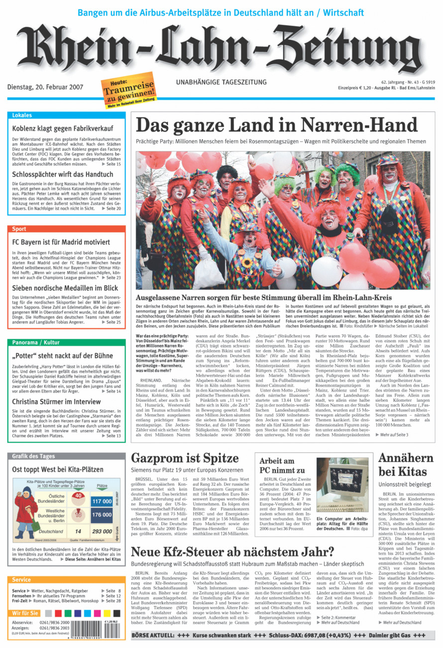 Rhein-Lahn-Zeitung vom Dienstag, 20.02.2007