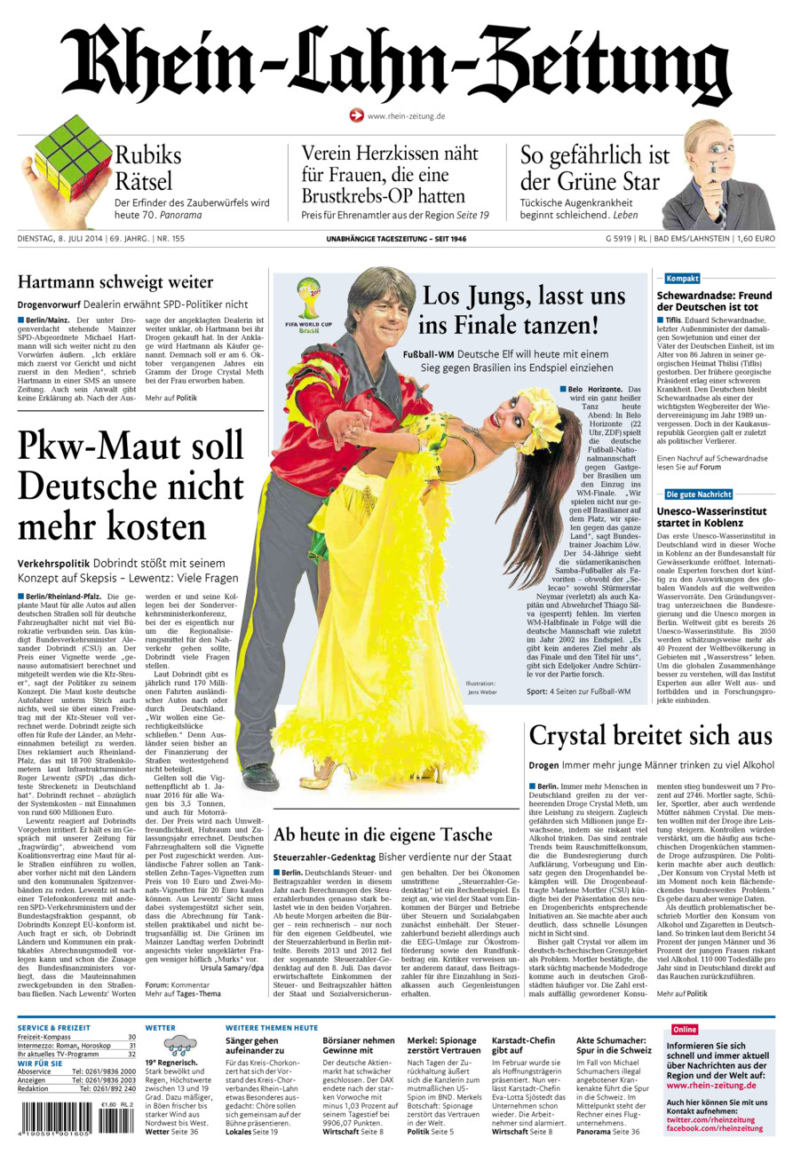 Rhein-Lahn-Zeitung vom Dienstag, 08.07.2014