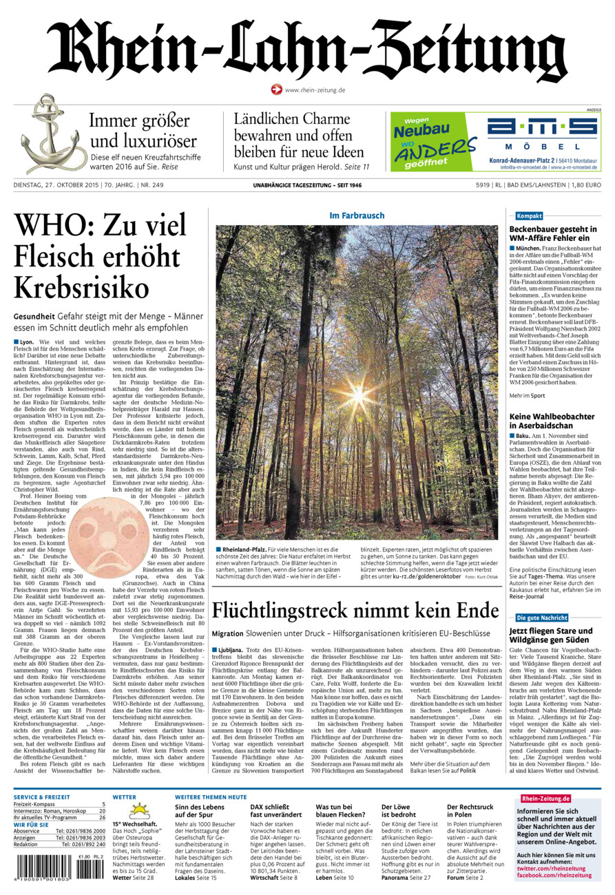 Rhein-Lahn-Zeitung vom Dienstag, 27.10.2015