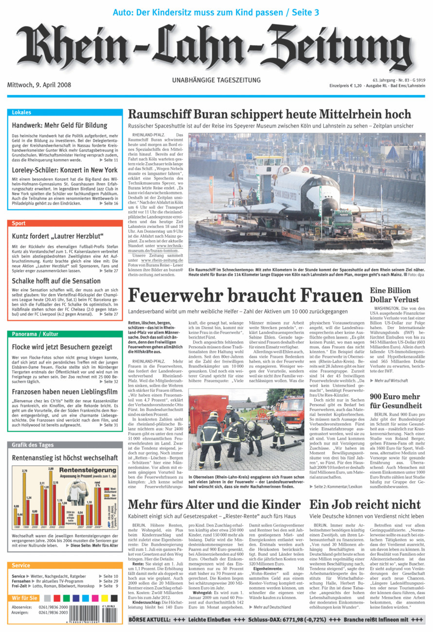 Rhein-Lahn-Zeitung vom Mittwoch, 09.04.2008