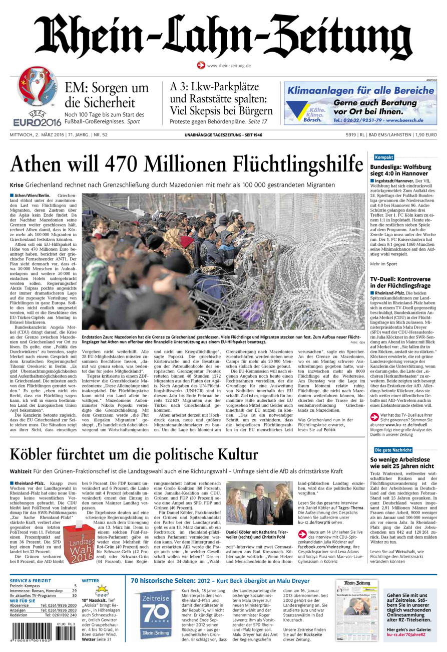 Rhein-Lahn-Zeitung vom Mittwoch, 02.03.2016