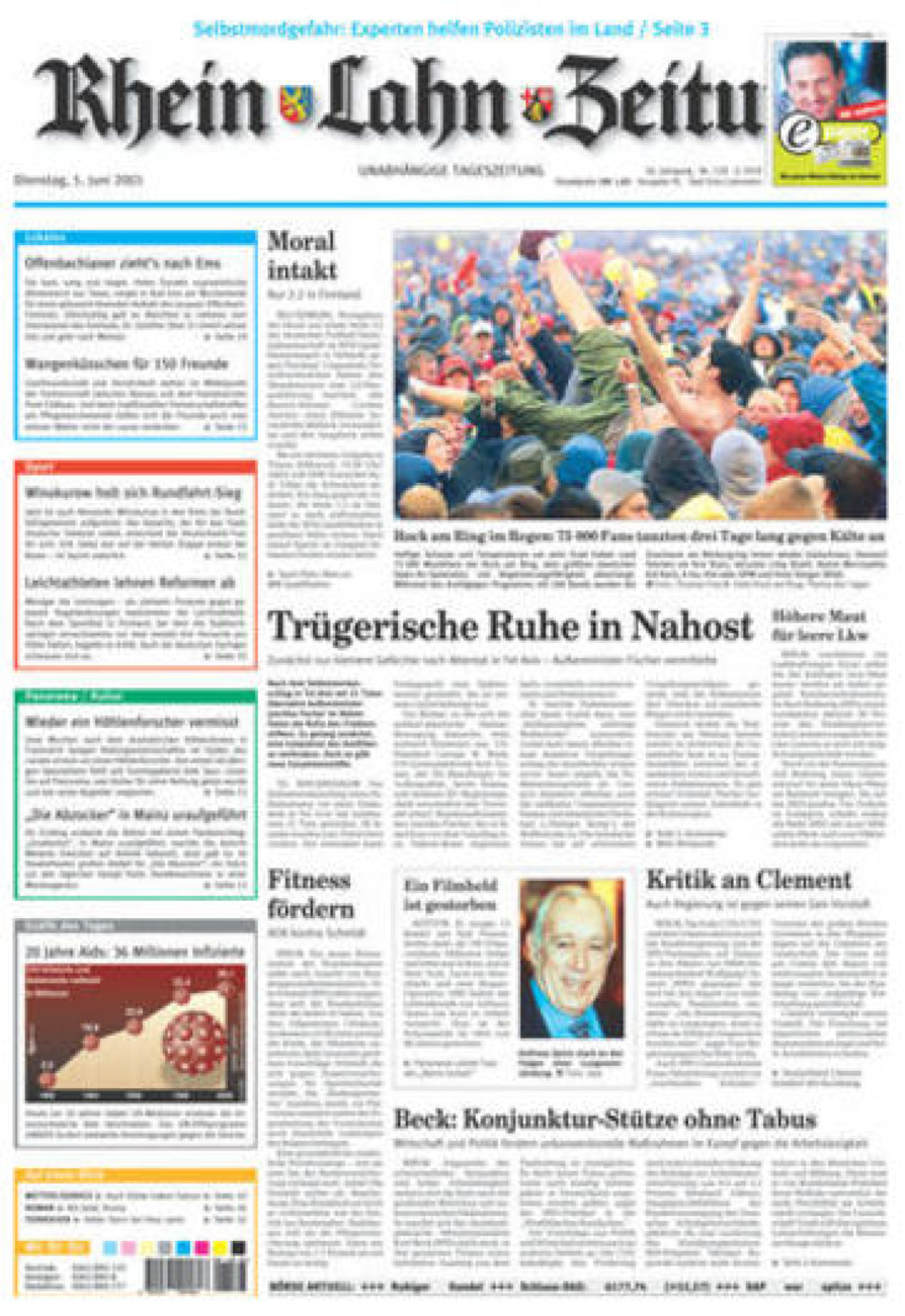 Rhein-Lahn-Zeitung vom Dienstag, 05.06.2001