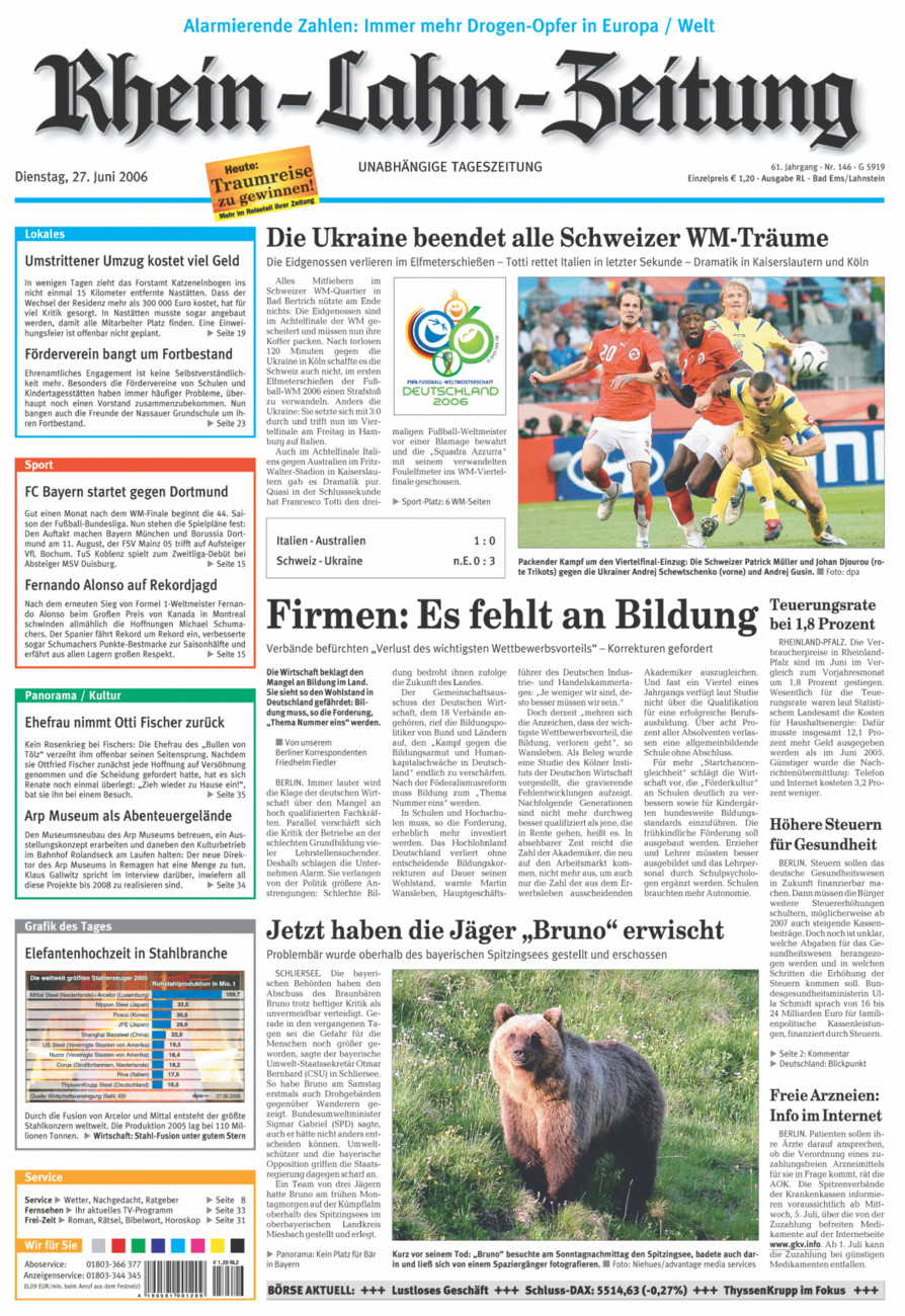 Rhein-Lahn-Zeitung vom Dienstag, 27.06.2006