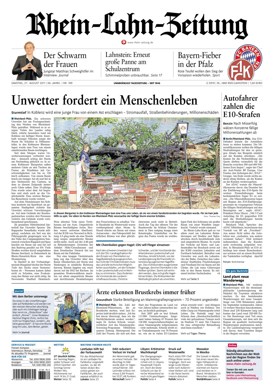 Rhein-Lahn-Zeitung vom Samstag, 27.08.2011