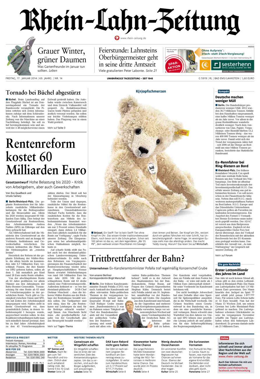 Rhein-Lahn-Zeitung vom Freitag, 17.01.2014