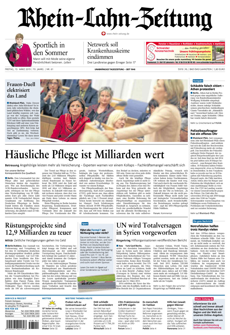 Rhein-Lahn-Zeitung vom Freitag, 13.03.2015