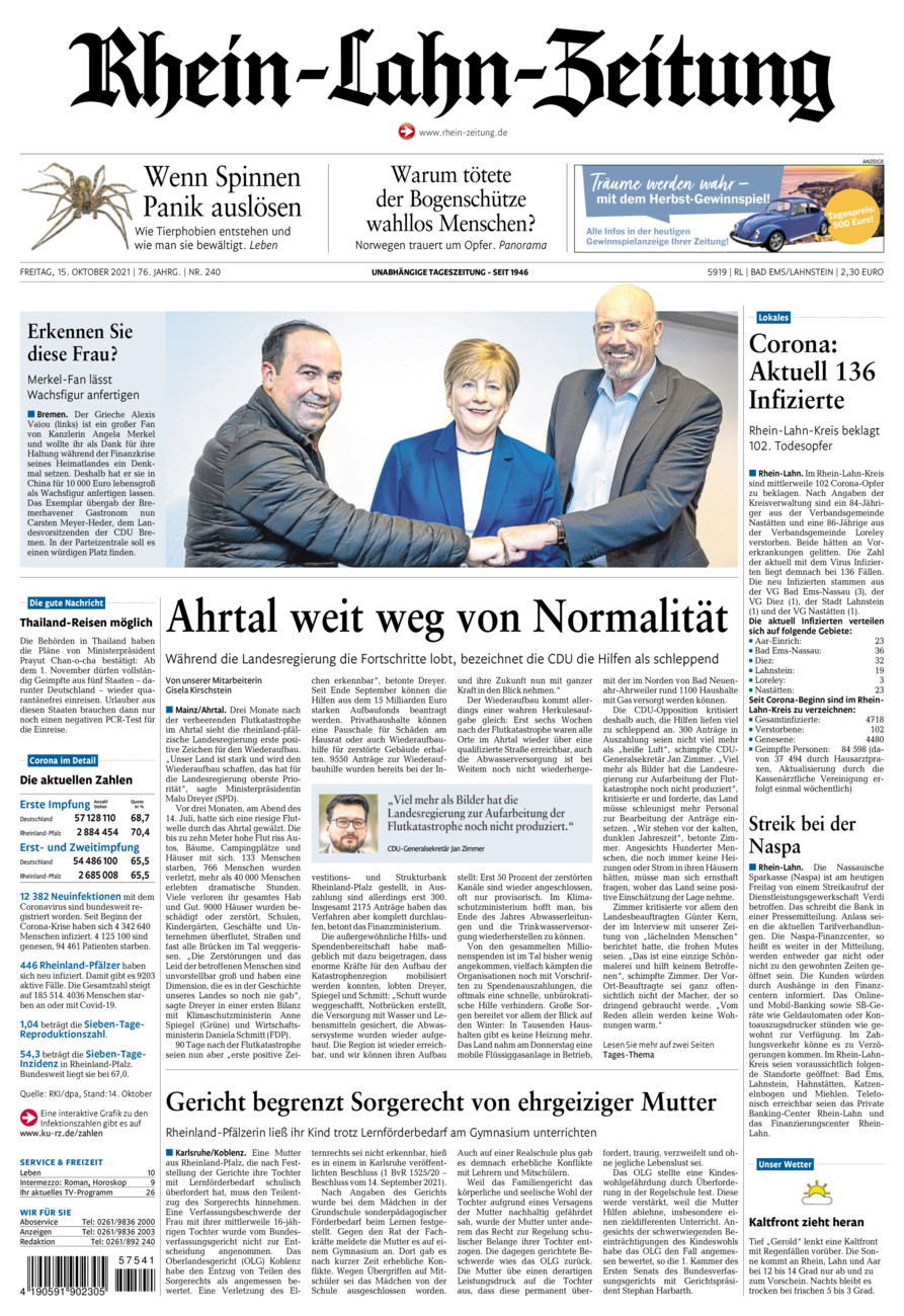 Rhein-Lahn-Zeitung vom Freitag, 15.10.2021