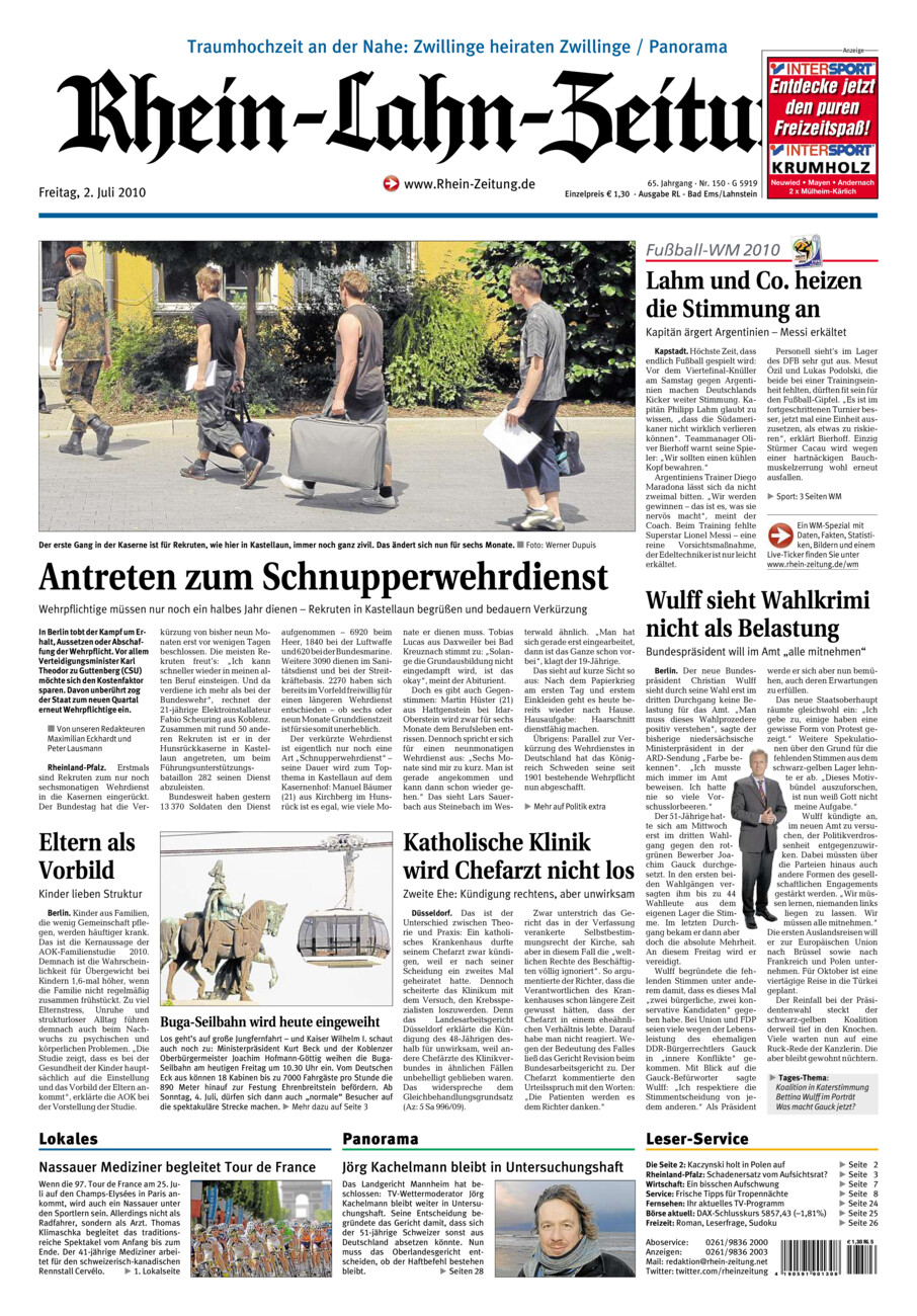 Rhein-Lahn-Zeitung vom Freitag, 02.07.2010