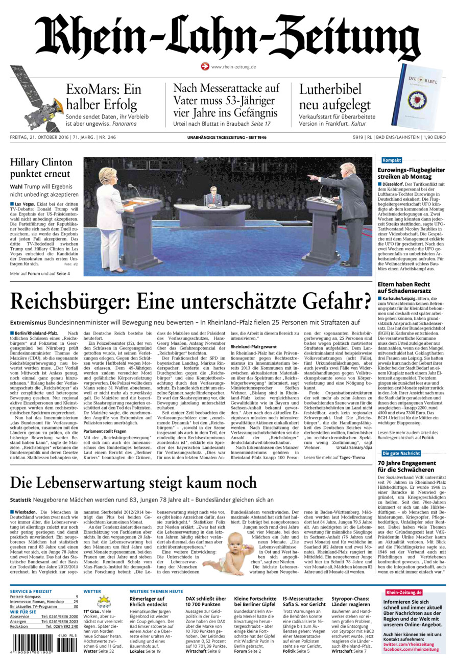Rhein-Lahn-Zeitung vom Freitag, 21.10.2016