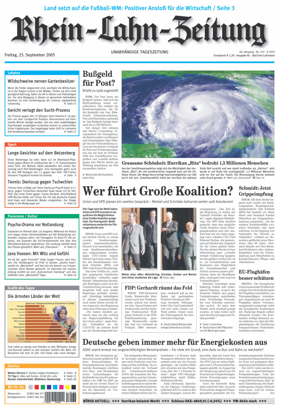 Rhein-Lahn-Zeitung vom Freitag, 23.09.2005