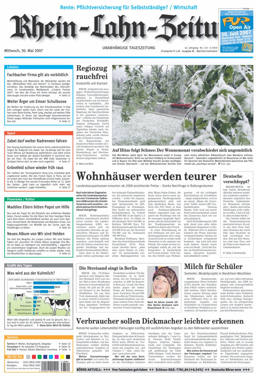 Rhein-Lahn-Zeitung vom Mittwoch, 30.05.2007