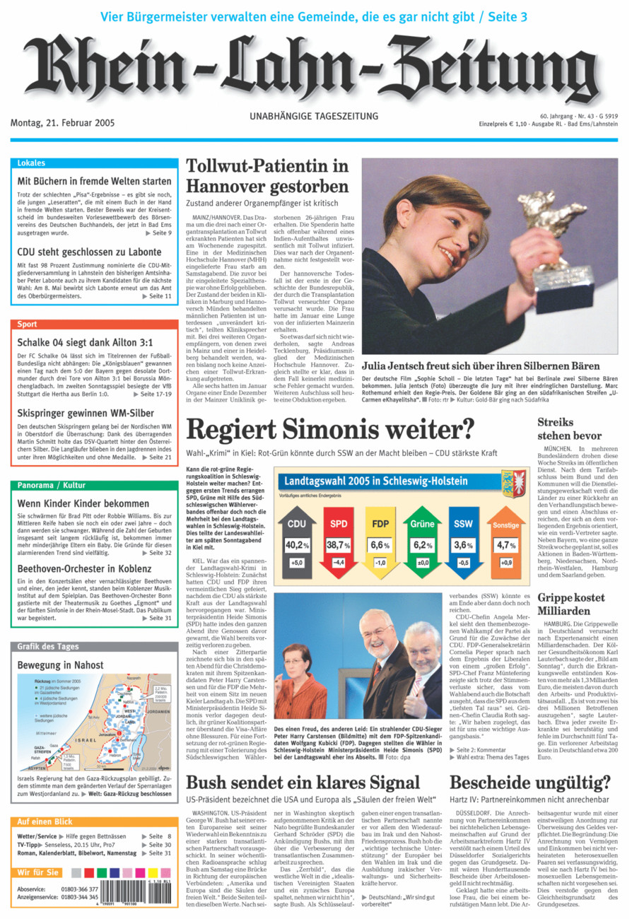 Rhein-Lahn-Zeitung vom Montag, 21.02.2005