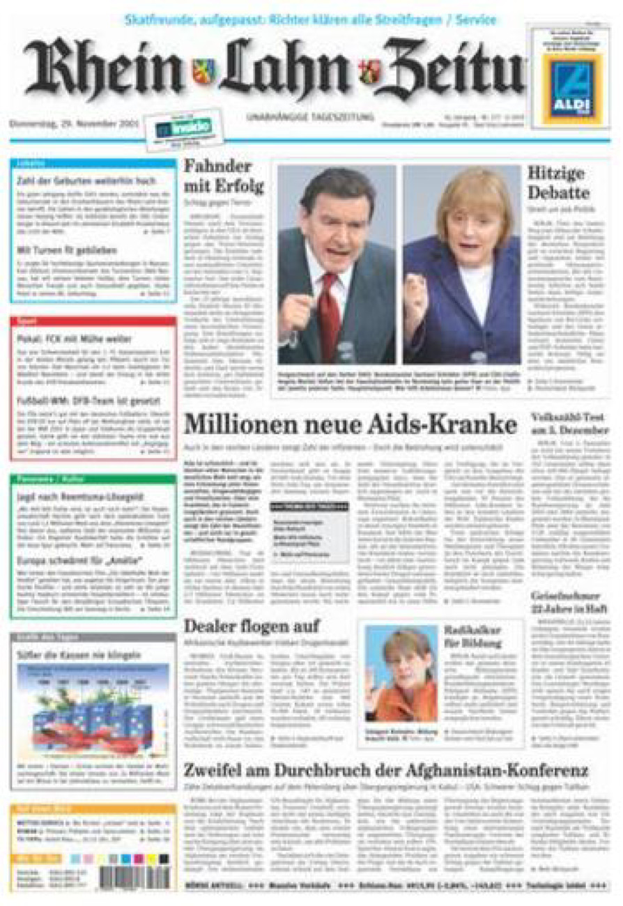 Rhein-Lahn-Zeitung vom Donnerstag, 29.11.2001