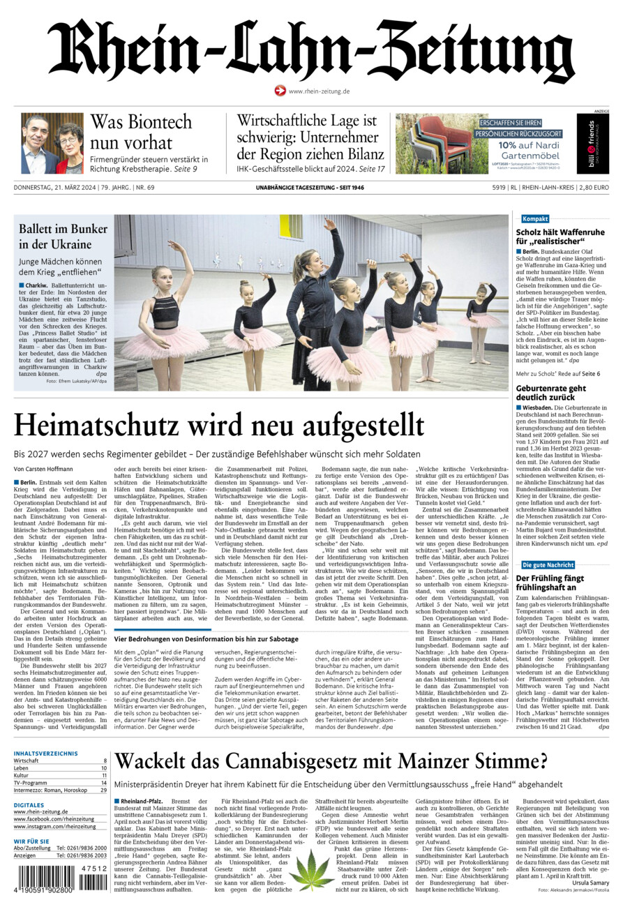 Rhein-Lahn-Zeitung vom Donnerstag, 21.03.2024