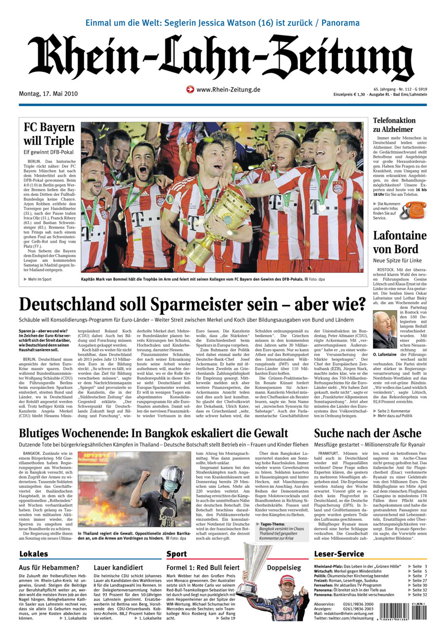 Rhein-Lahn-Zeitung vom Montag, 17.05.2010