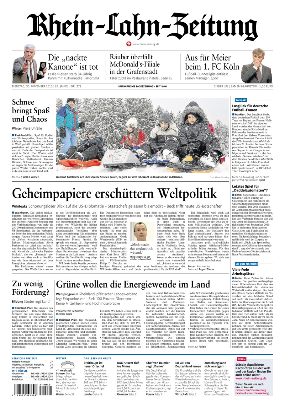 Rhein-Lahn-Zeitung vom Dienstag, 30.11.2010