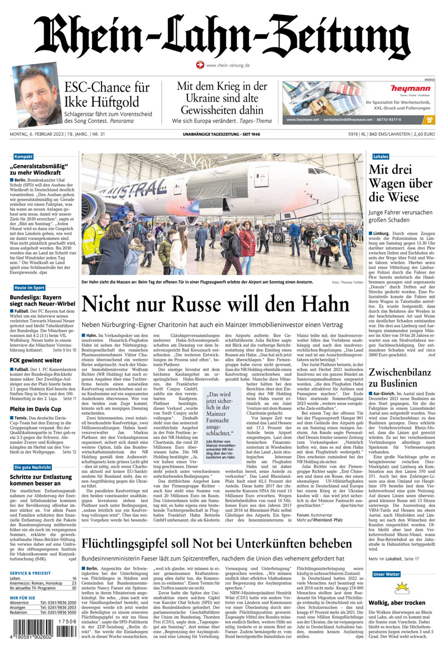 Rhein-Lahn-Zeitung vom Montag, 06.02.2023