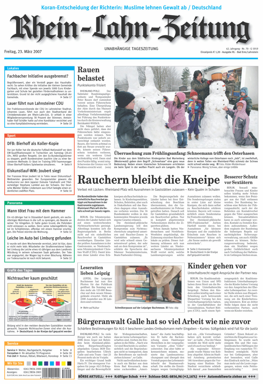 Rhein-Lahn-Zeitung vom Freitag, 23.03.2007