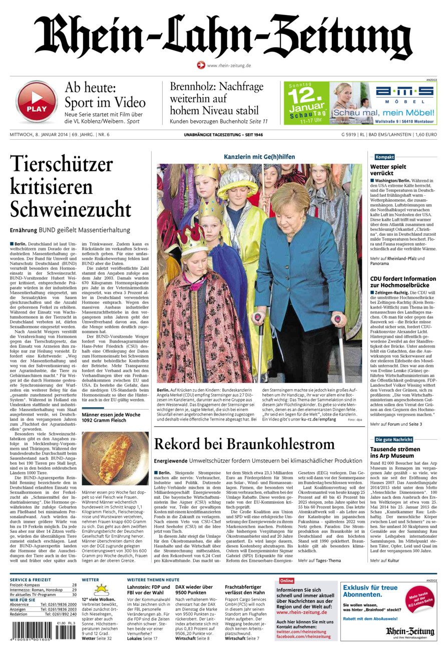 Rhein-Lahn-Zeitung vom Mittwoch, 08.01.2014