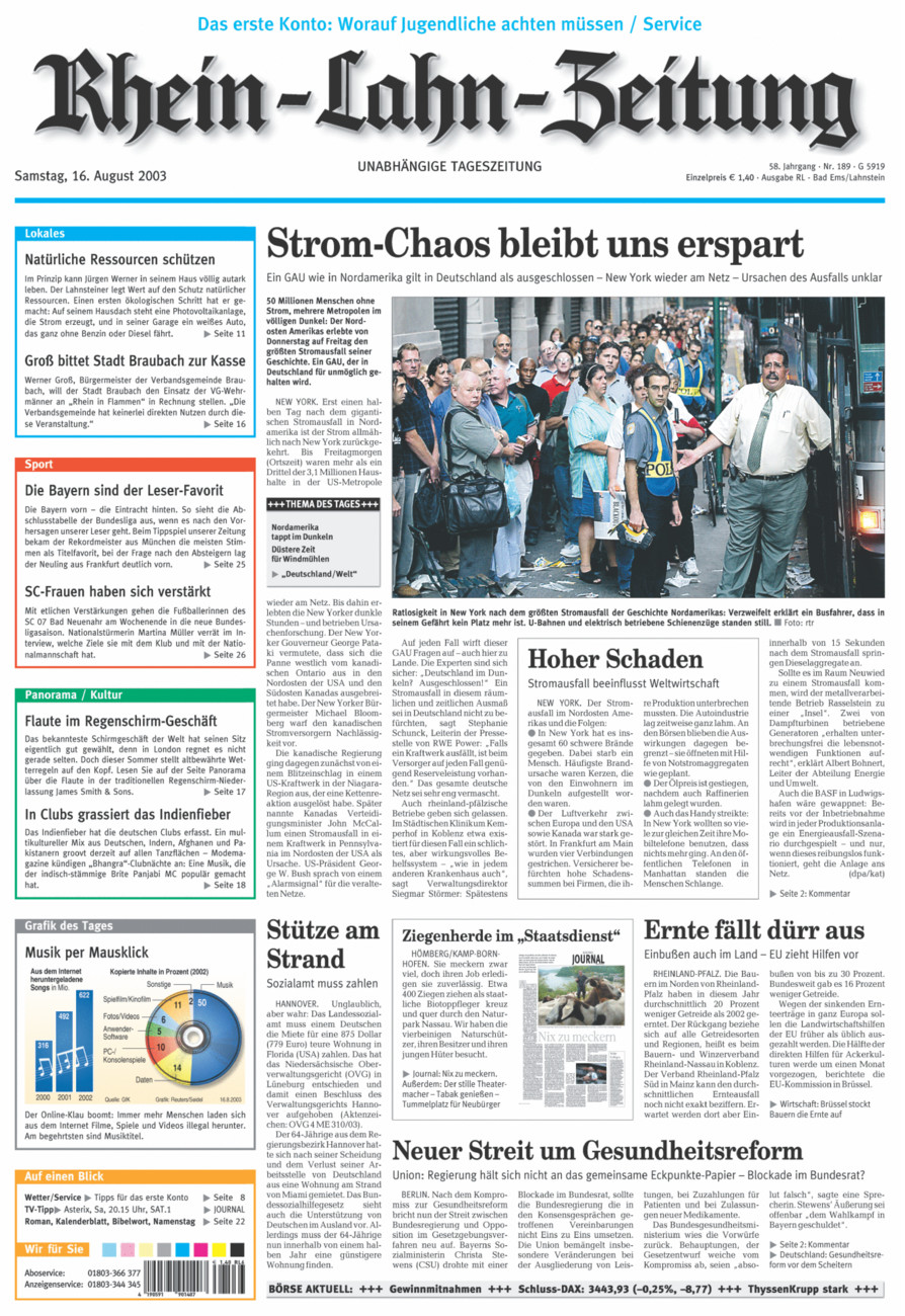 Rhein-Lahn-Zeitung vom Samstag, 16.08.2003