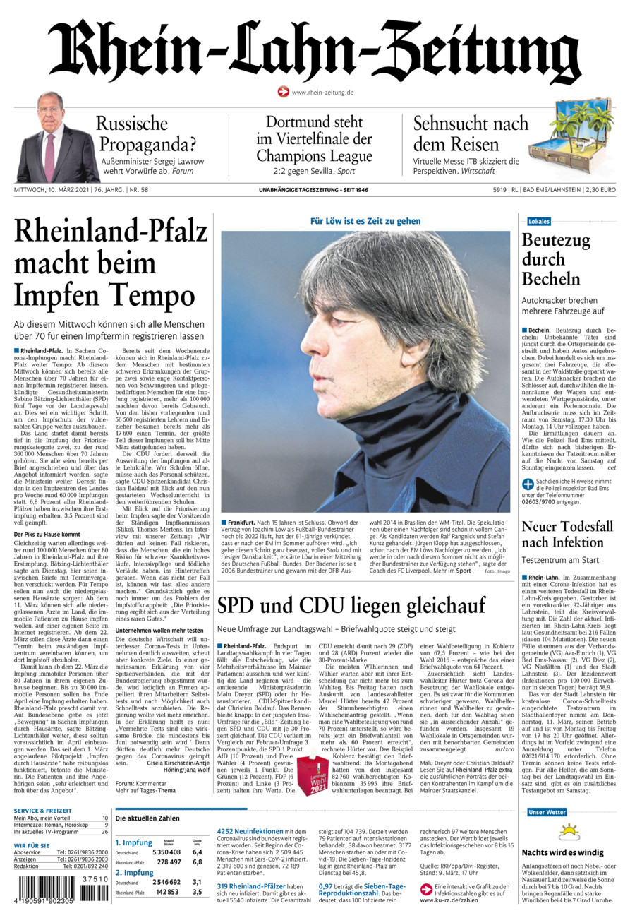 Rhein-Lahn-Zeitung vom Mittwoch, 10.03.2021