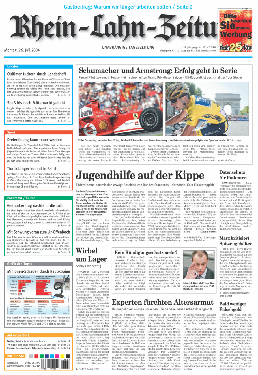 Rhein-Lahn-Zeitung vom Montag, 26.07.2004