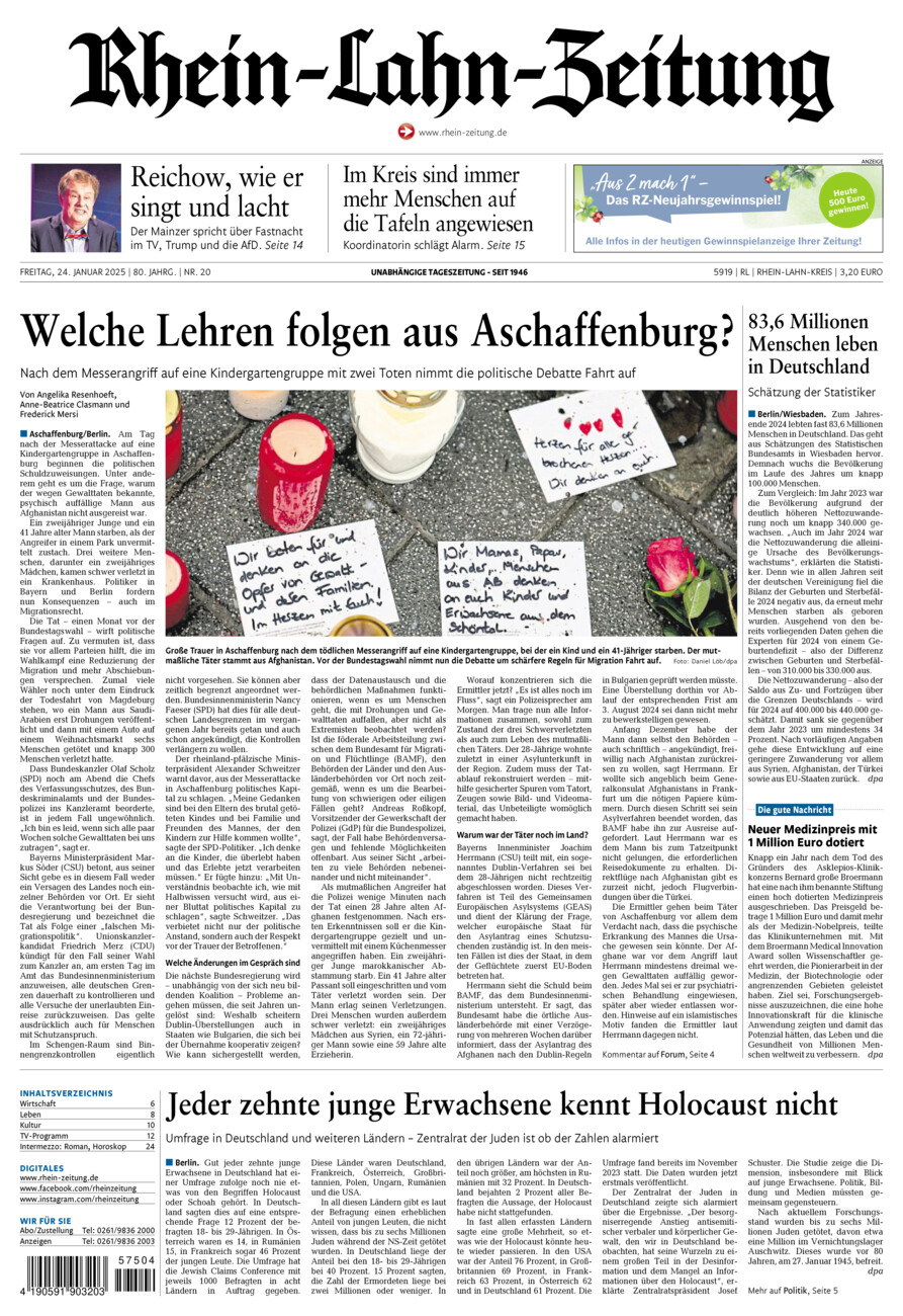 Rhein-Lahn-Zeitung vom Freitag, 24.01.2025