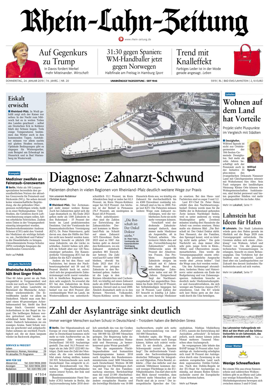 Rhein-Lahn-Zeitung vom Donnerstag, 24.01.2019