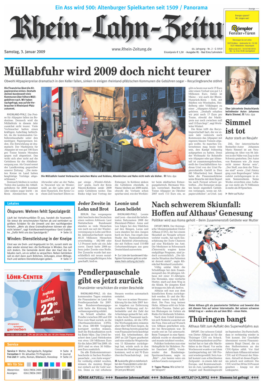 Rhein-Lahn-Zeitung vom Samstag, 03.01.2009