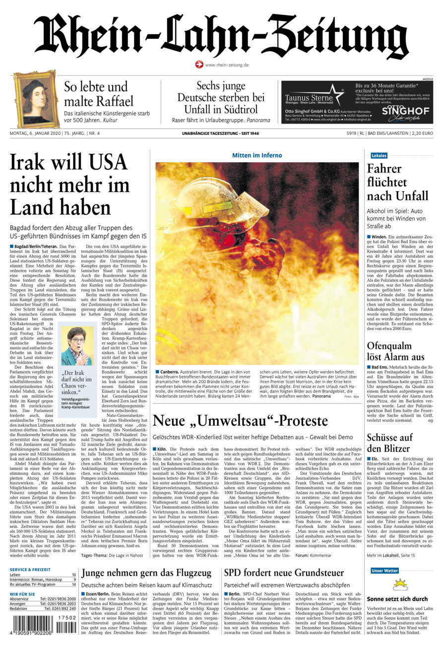 Rhein-Lahn-Zeitung vom Montag, 06.01.2020