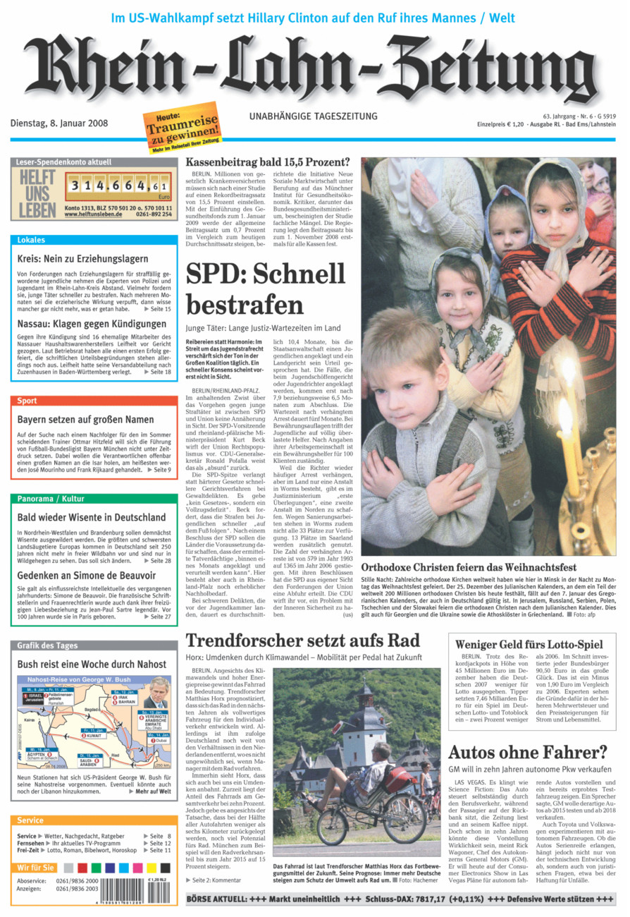 Rhein-Lahn-Zeitung vom Dienstag, 08.01.2008