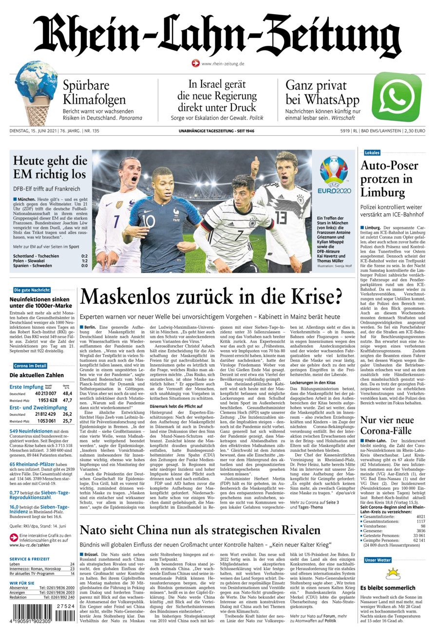 Rhein-Lahn-Zeitung vom Dienstag, 15.06.2021