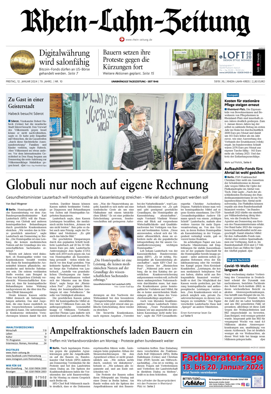 Rhein-Lahn-Zeitung vom Freitag, 12.01.2024