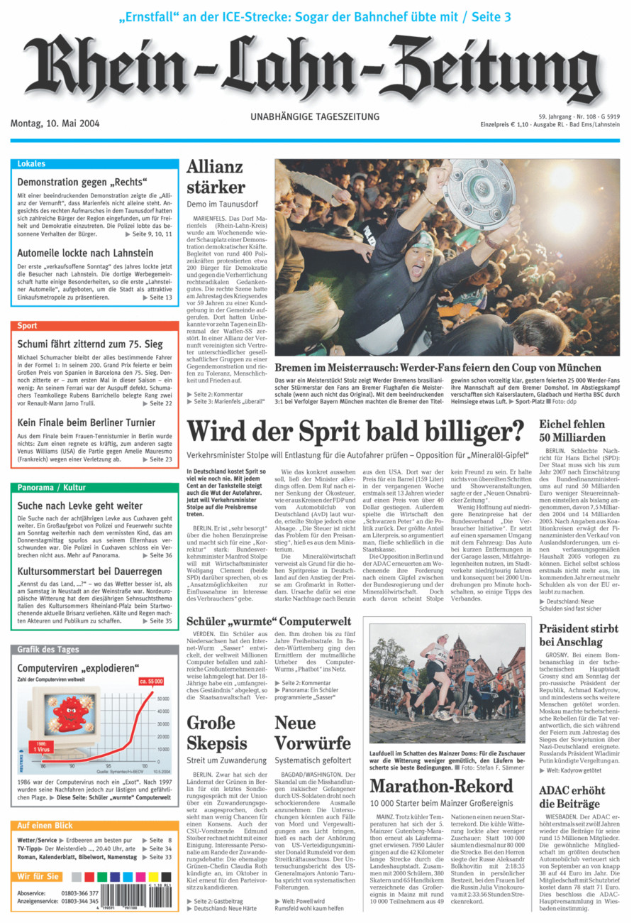 Rhein-Lahn-Zeitung vom Montag, 10.05.2004
