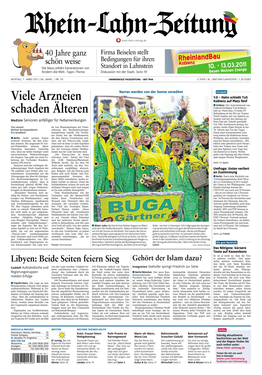 Rhein-Lahn-Zeitung vom Montag, 07.03.2011