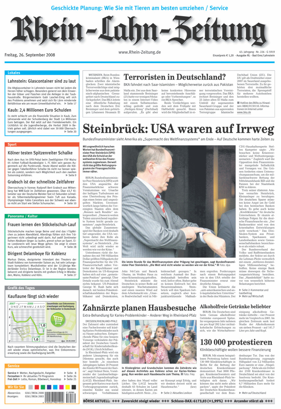 Rhein-Lahn-Zeitung vom Freitag, 26.09.2008