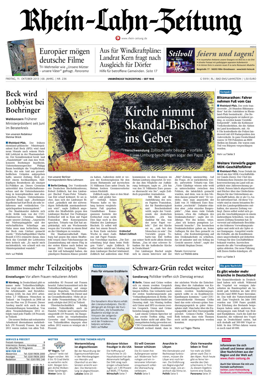 Rhein-Lahn-Zeitung vom Freitag, 11.10.2013
