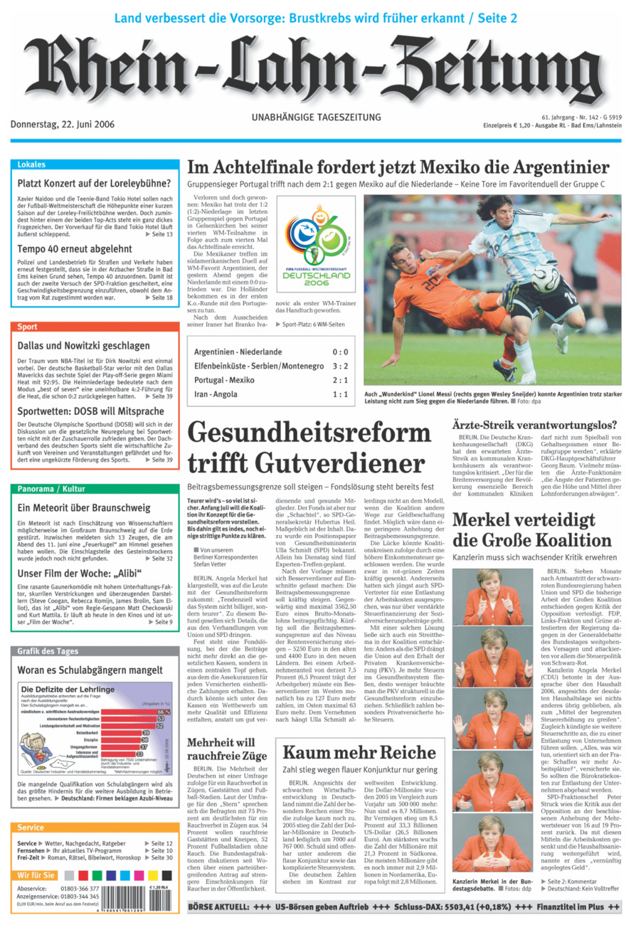 Rhein-Lahn-Zeitung vom Donnerstag, 22.06.2006