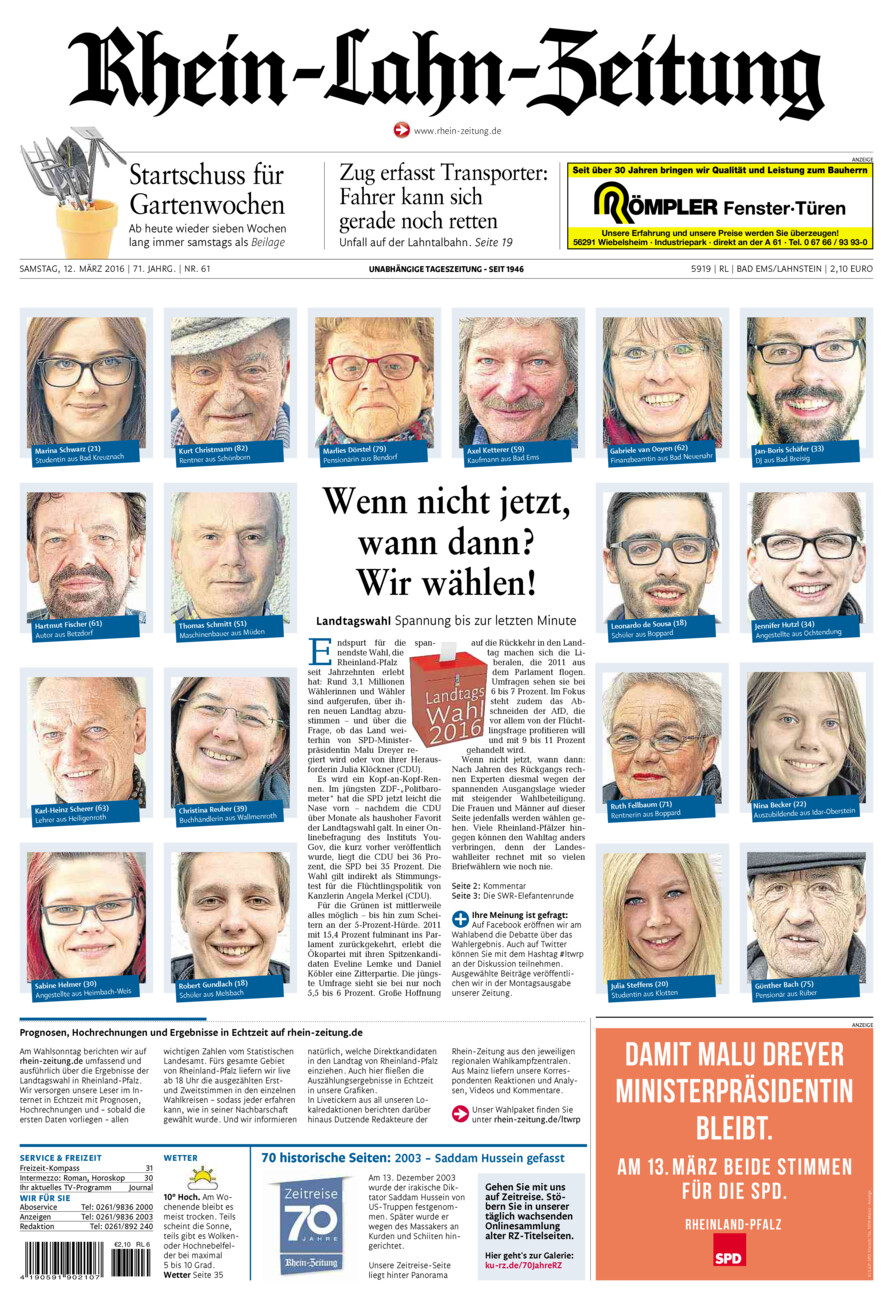 Rhein-Lahn-Zeitung vom Samstag, 12.03.2016