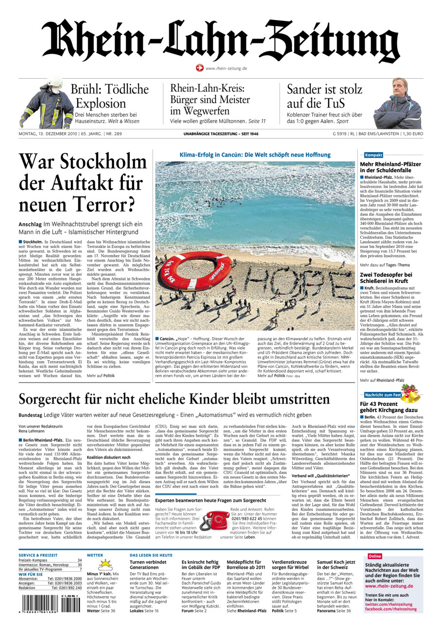 Rhein-Lahn-Zeitung vom Montag, 13.12.2010