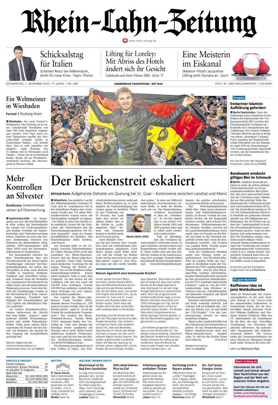 Rhein-Lahn-Zeitung vom Donnerstag, 01.12.2016