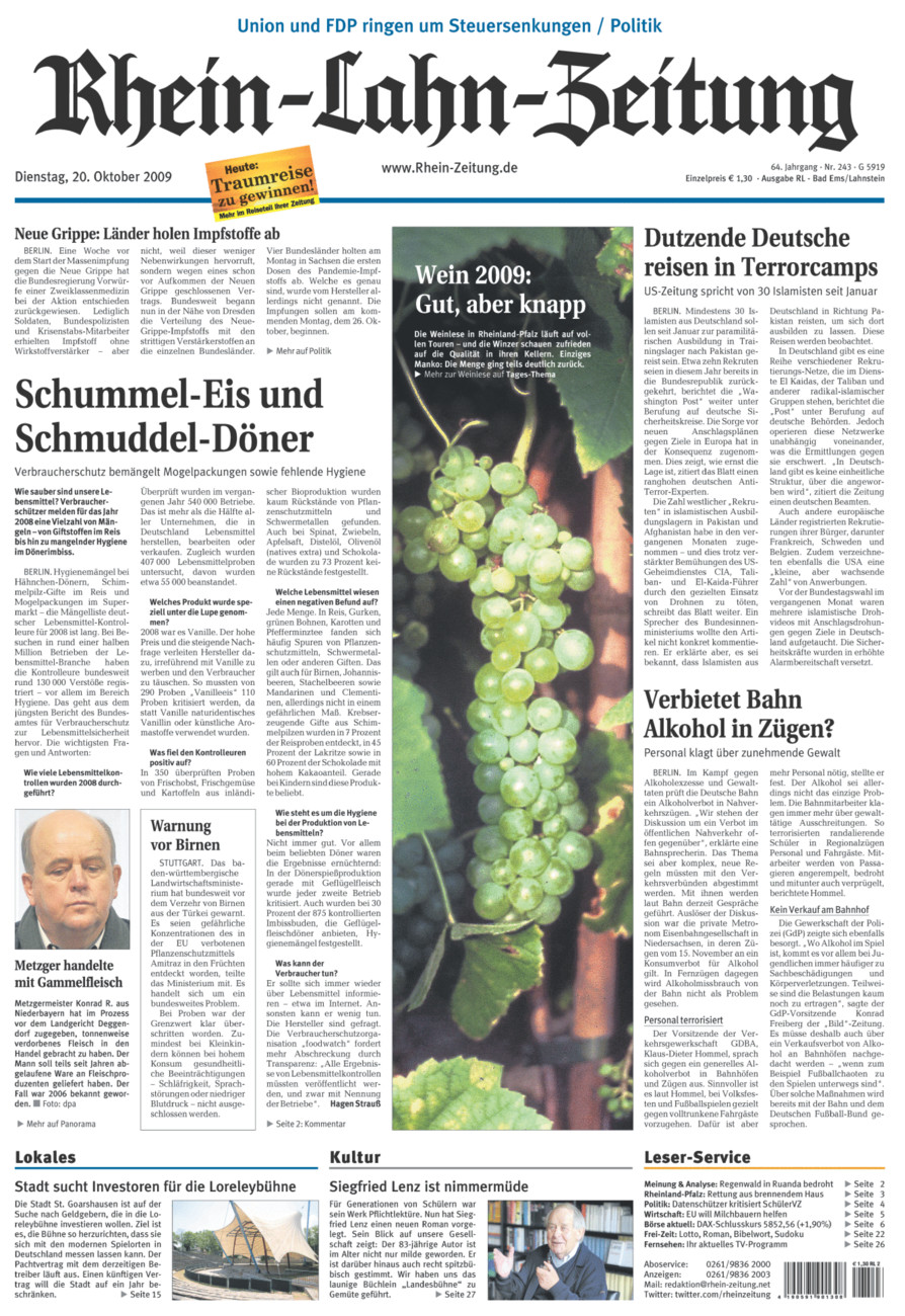 Rhein-Lahn-Zeitung vom Dienstag, 20.10.2009