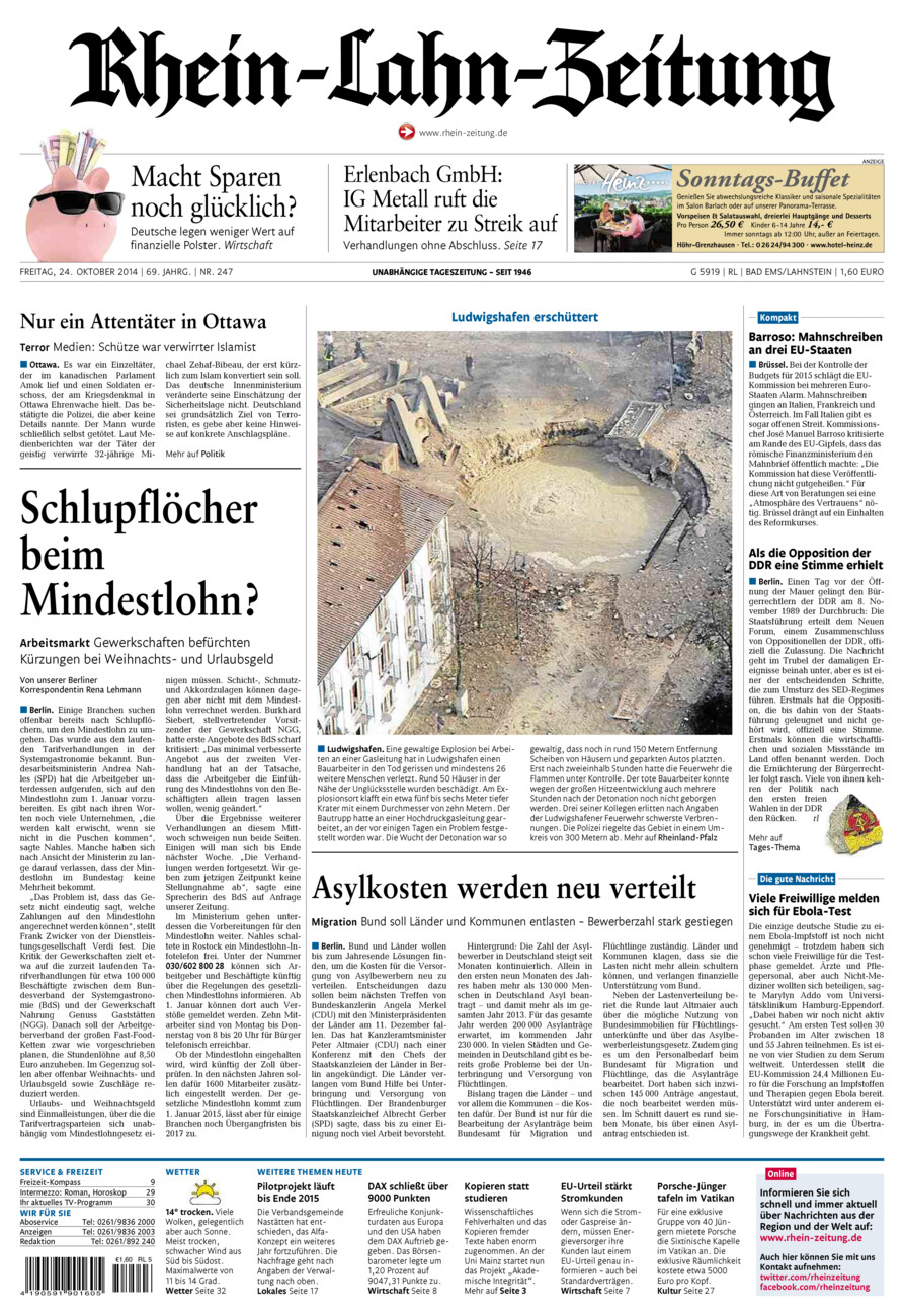 Rhein-Lahn-Zeitung vom Freitag, 24.10.2014